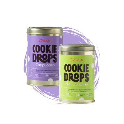 Twin pack of coffee cookies and dry fruit oat cookies.